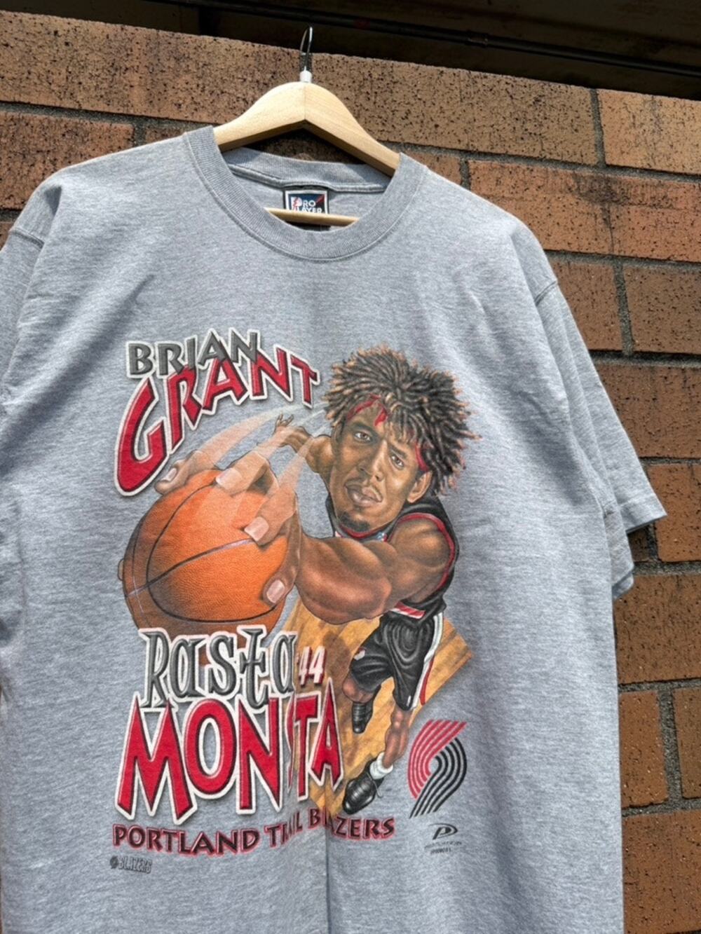 90s Brian Grant Rasta Monsta Vintage Portland Trailblazers Pro Player Tee Shirt